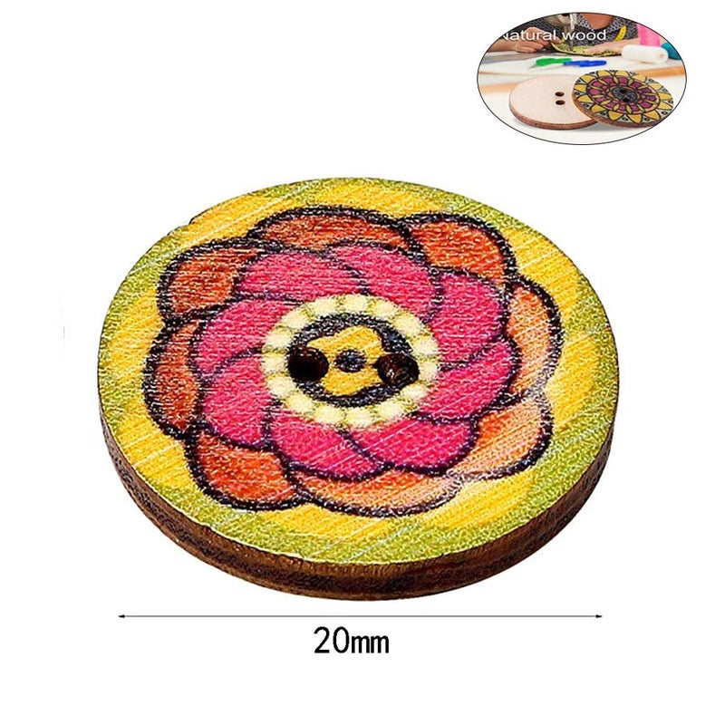Haawooky 200 PCS Wood Buttons, Vintage Wood Buttons with 2 Holes for DIY Sewing Craft Decorative - Image 2